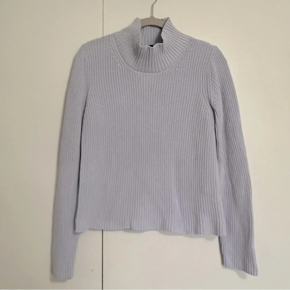 French Connection Mozart Crop Mock Turtleneck Sweater Light Blue size large - Picture 2 of 11